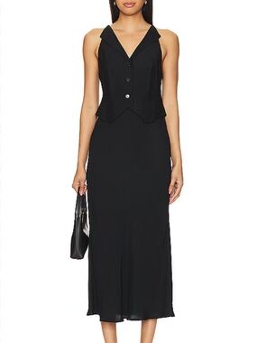 *NWT* RIXO XL Black Tailored V-Neck Midi Dress